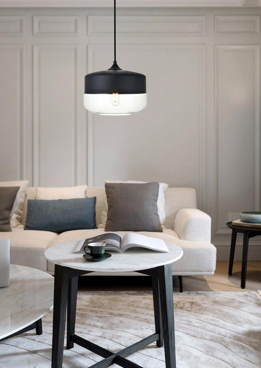 Elegant Furniture & Lighting - Ashwell 1 Light Black Pendant With Clear Glass - LD2243BK veiw 2