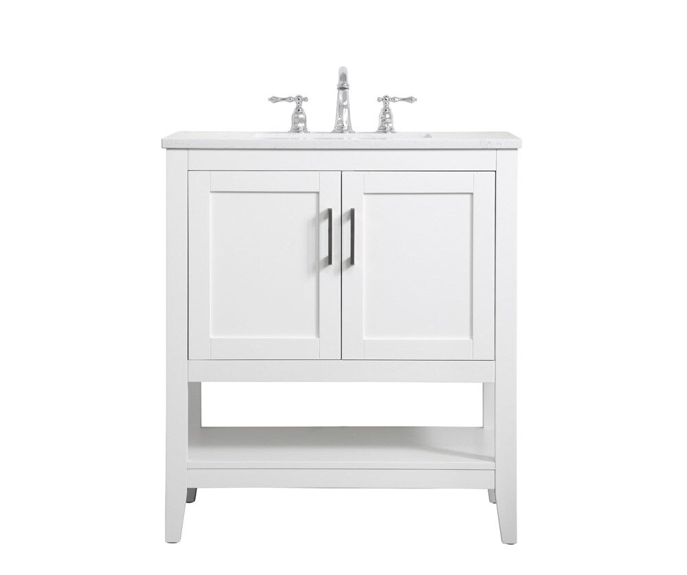 Elegant Furniture & Lighting - Aubrey 30 inch Single Bathroom Vanity in White - VF16030WH veiw 1