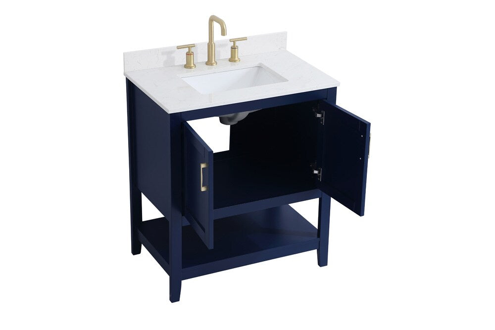 Elegant Furniture & Lighting - Aubrey 30 inch Single Bathroom Vanity in Blue with Backsplash - VF16030BL-BS veiw 15