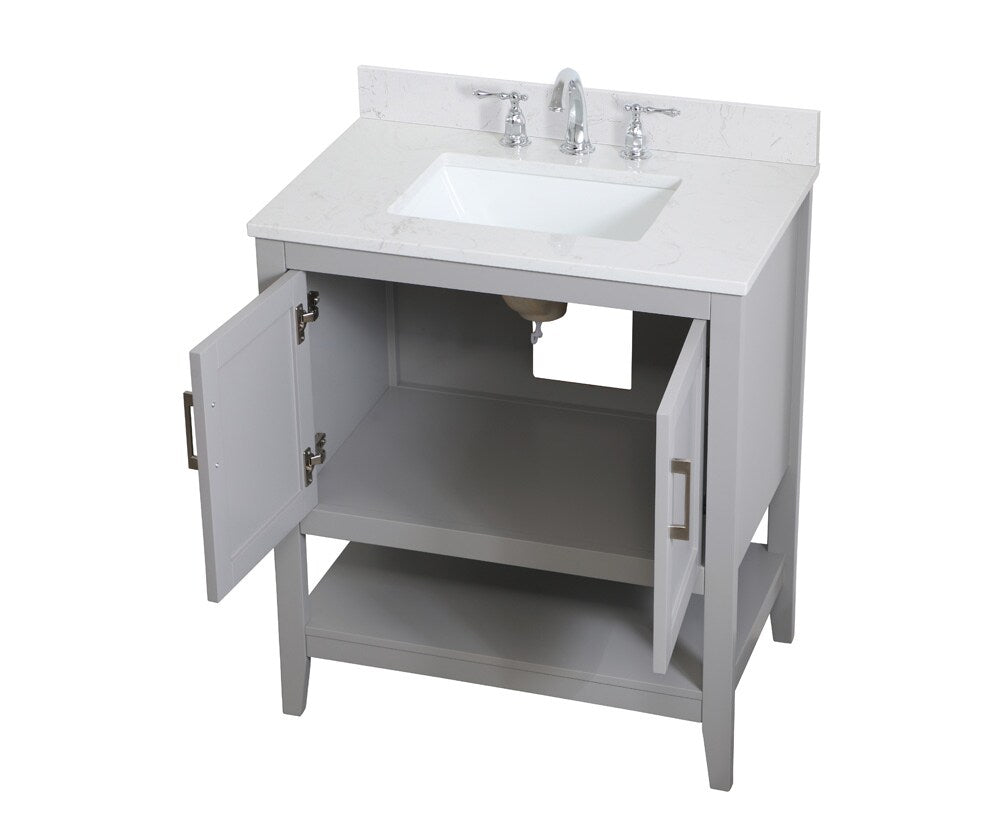 Elegant Furniture & Lighting - Aubrey 30 inch Single Bathroom Vanity in Grey with Backsplash - VF16030GR-BS veiw 15