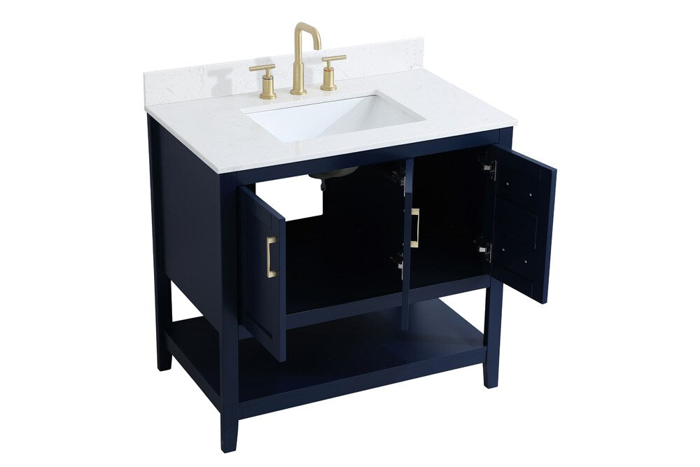 Elegant Furniture & Lighting - Aubrey 36 inch Single Bathroom Vanity in Blue with Backsplash - VF16036BL-BS veiw 15