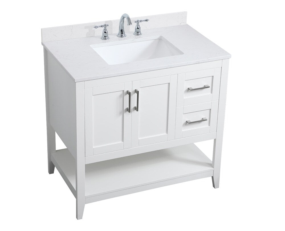 Elegant Furniture & Lighting - Aubrey 36 inch Single Bathroom Vanity in White with Backsplash - VF16036WH-BS veiw 15