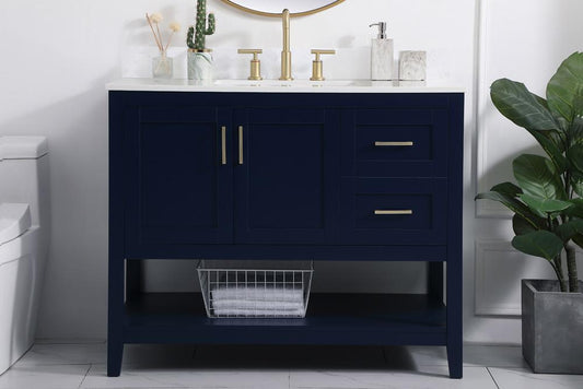 Elegant Furniture & Lighting - Aubrey 42 inch Single Bathroom Vanity in Blue with Backsplash - VF16042BL-BS veiw 2