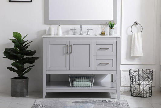 Elegant Furniture & Lighting - Aubrey 42 inch Single Bathroom Vanity in Grey with Backsplash - VF16042GR-BS veiw 2