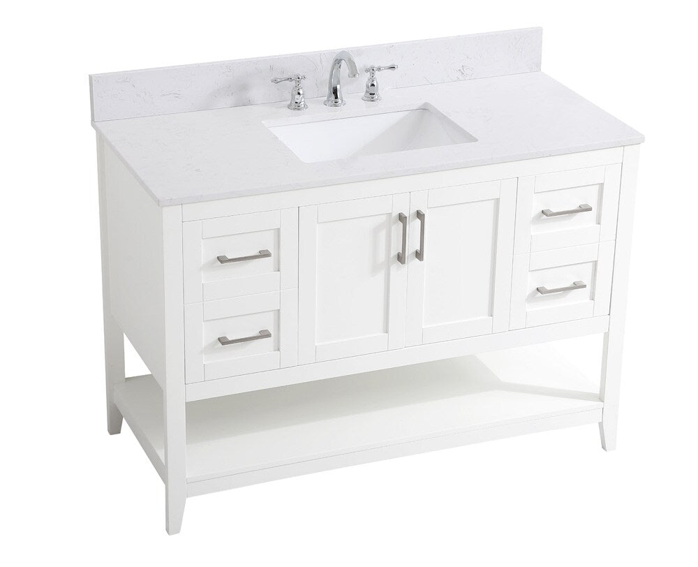 Elegant Furniture & Lighting - Aubrey 48 inch Single Bathroom Vanity in White with Backsplash - VF16048WH-BS veiw 15
