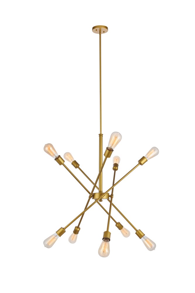 Elegant Furniture & Lighting - Axel 10 Lights Brass Pendant - LD8019D28BR veiw 1