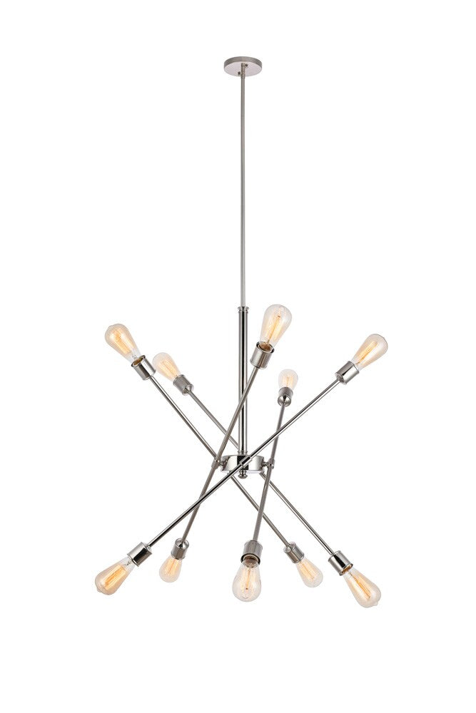 Elegant Furniture & Lighting - Axel 10 Lights polished Nickel Pendant - LD8018D28PN veiw 1