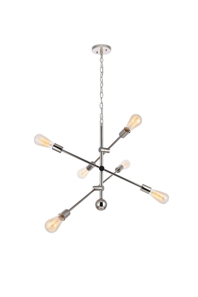 Elegant Furniture & Lighting - Axel 6 Lights polished Nickel Pendant - LD8007D29PN veiw 1