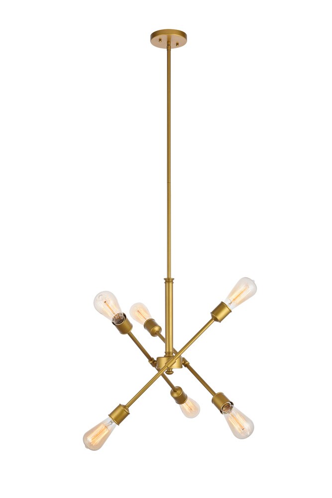 Elegant Furniture & Lighting - Axel 6 Lights Brass Pendant - LD8017D18BR veiw 1