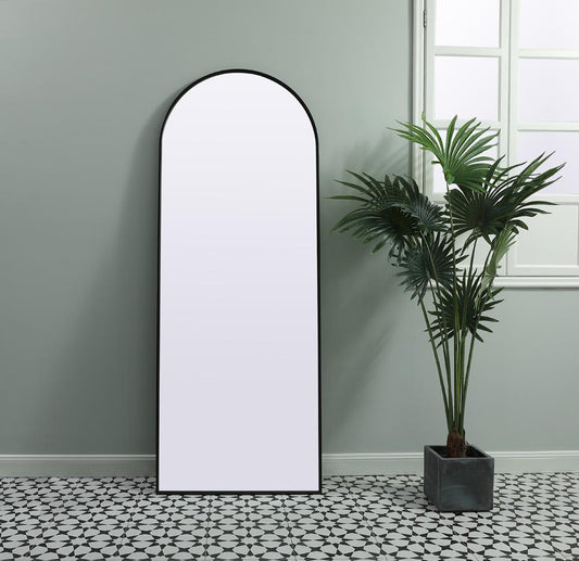 Elegant Furniture & Lighting - Ayra Metal Frame Arch Full Length Mirror 28x74 Inch in Black - MR1A2874BLK veiw 2