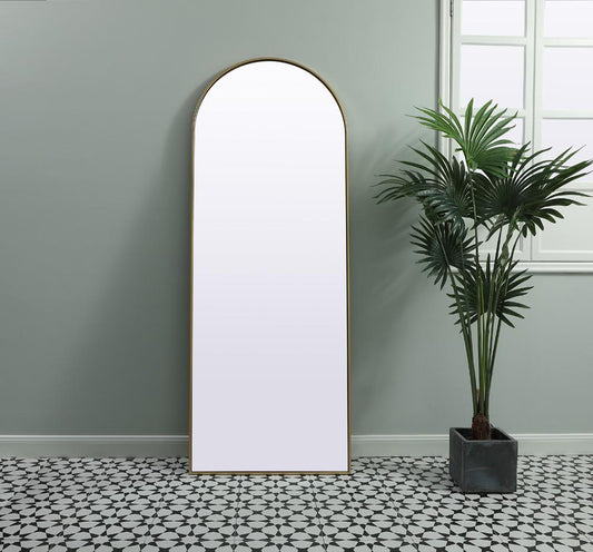 Elegant Furniture & Lighting - Ayra Metal Frame Arch Full Length Mirror 28x74 Inch in Brass - MR1A2874BRS veiw 2