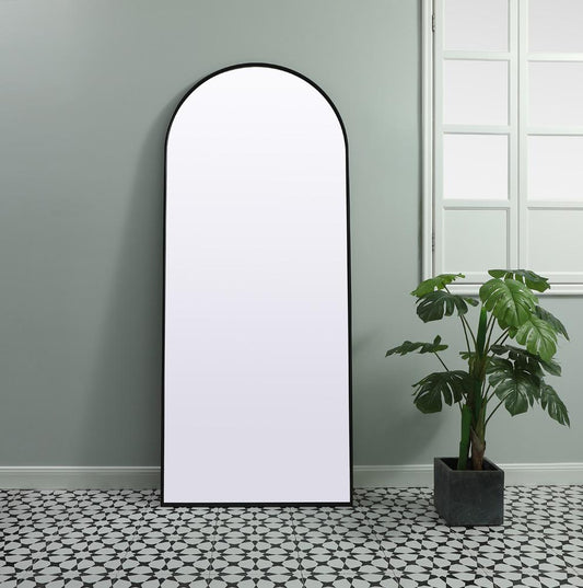 Elegant Furniture & Lighting - Ayra Metal Frame Arch Full Length Mirror 32x76 Inch in Black - MR1A3276BLK veiw 2