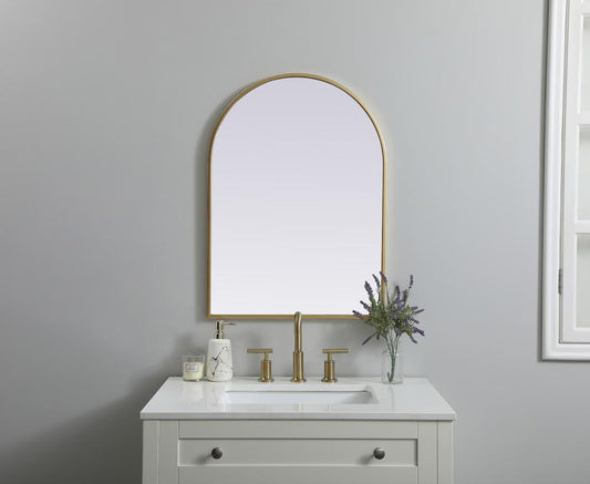 Elegant Furniture & Lighting - Ayra Metal Frame Arch Mirror 22x30 Inch in Brass - MR1A2230BRS veiw 2