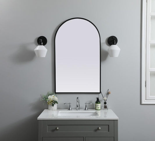 Elegant Furniture & Lighting - Ayra Metal Frame Arch Mirror 22x36 Inch in Black - MR1A2236BLK veiw 2