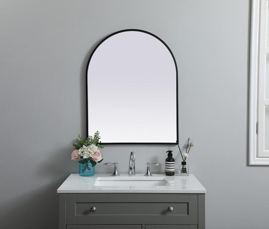 Elegant Furniture & Lighting - Ayra Metal Frame Arch Mirror 24x30 Inch in Black - MR1A2430BLK veiw 2