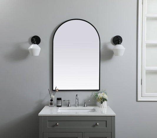 Elegant Furniture & Lighting - Ayra Metal Frame Arch Mirror 24x36 Inch in Black - MR1A2436BLK veiw 2