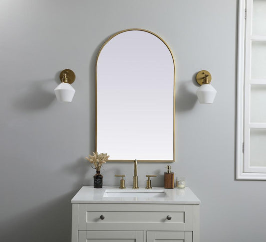Elegant Furniture & Lighting - Ayra Metal Frame Arch Mirror 24x40 Inch in Brass - MR1A2440BRS veiw 2