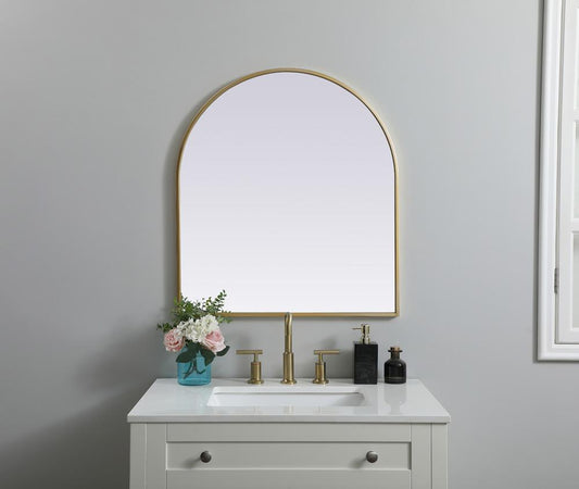 Elegant Furniture & Lighting - Ayra Metal Frame Arch Mirror 27x30 Inch in Brass - MR1A2730BRS veiw 2