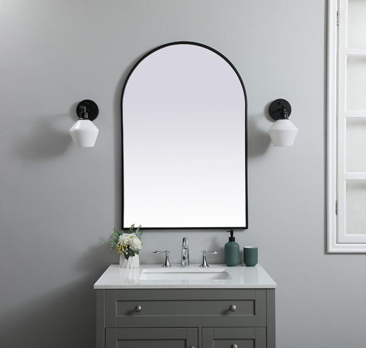 Elegant Furniture & Lighting - Ayra Metal Frame Arch Mirror 27x40 Inch in Black - MR1A2740BLK veiw 2