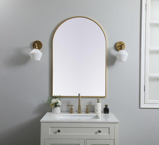 Elegant Furniture & Lighting - Ayra Metal Frame Arch Mirror 27x40 Inch in Brass - MR1A2740BRS veiw 2