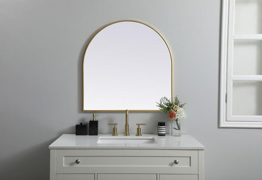 Elegant Furniture & Lighting - Ayra Metal Frame Arch Mirror 30x30 Inch in Brass - MR1A3030BRS veiw 2