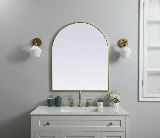 Elegant Furniture & Lighting - Ayra Metal Frame Arch Mirror 30x36 Inch in Brass - MR1A3036BRS veiw 2