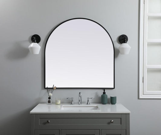 Elegant Furniture & Lighting - Ayra Metal Frame Arch Mirror 36x36 Inch in Black - MR1A3636BLK veiw 2