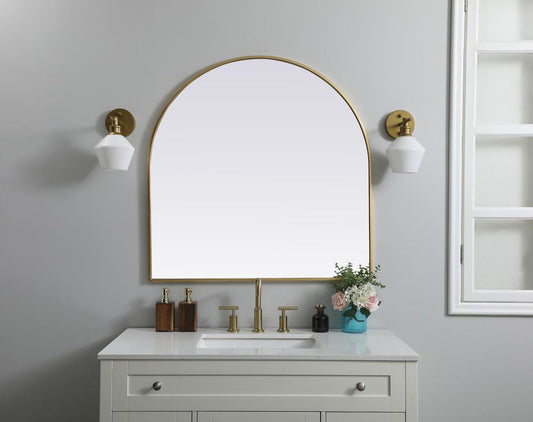 Elegant Furniture & Lighting - Ayra Metal Frame Arch Mirror 36x36 Inch in Brass - MR1A3636BRS veiw 2