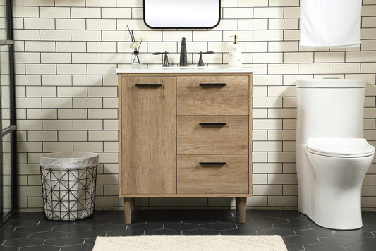 Elegant Furniture & Lighting - Baldwin 30 inch Single bathroom vanity in natural oak - VF47030NT veiw 2
