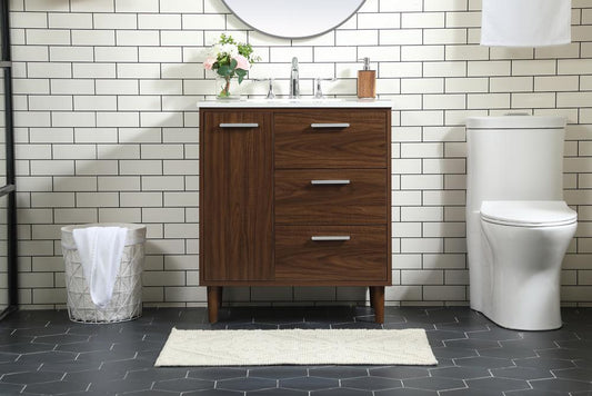 Elegant Furniture & Lighting - Baldwin 30 inch bathroom vanity in Walnut - VF47030MWT veiw 2