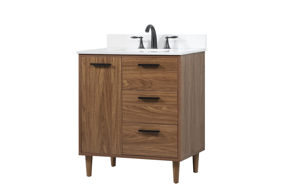 Elegant Furniture & Lighting - Baldwin 30 inch Single bathroom vanity in walnut brown with backsplash - VF47030WB-BS veiw 8