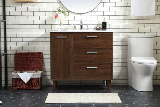 Elegant Furniture & Lighting - Baldwin 36 inch bathroom vanity in Walnut - VF47036MWT veiw 2