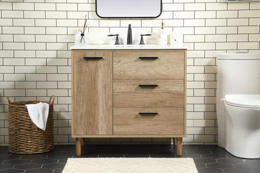 Elegant Furniture & Lighting - Baldwin 36 inch Single bathroom vanity in natural oak with backsplash - VF47036NT-BS veiw 2