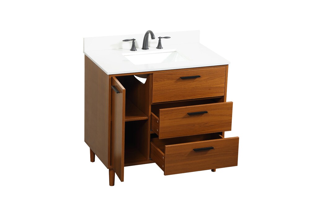 Elegant Furniture & Lighting - Baldwin 36 inch bathroom vanity in Teak with backsplash - VF47036MTK-BS veiw 16