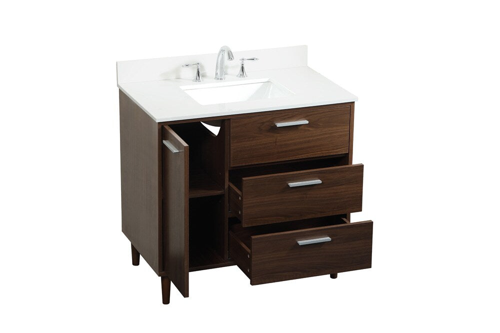 Elegant Furniture & Lighting - Baldwin 36 inch bathroom vanity in Walnut with backsplash - VF47036MWT-BS veiw 16