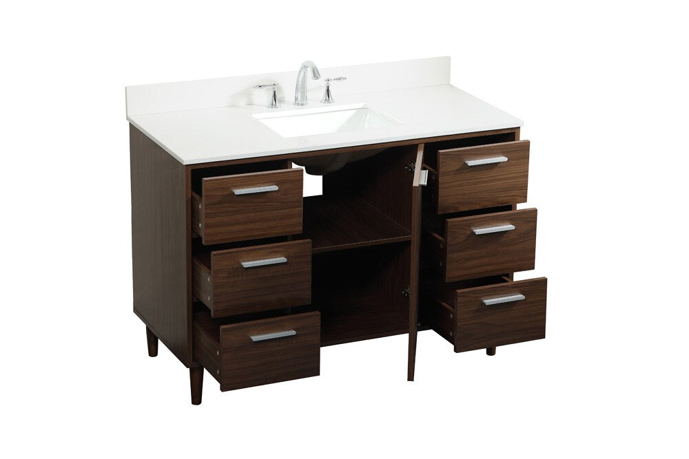Elegant Furniture & Lighting - Baldwin 48 inch bathroom vanity in Walnut with backsplash - VF47048MWT-BS veiw 16