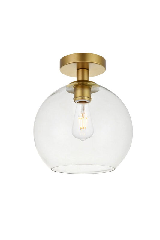 Elegant Furniture & Lighting - Baxter 1 Light Brass Flush Mount With Clear Glass - LD2210BR veiw 3