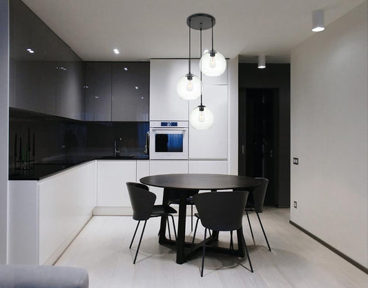 Elegant Furniture & Lighting - Baxter 3 Lights Black Pendant With Clear Glass - LD2214BK veiw 2