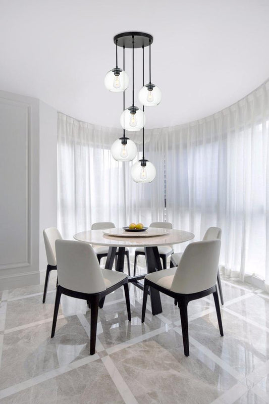 Elegant Furniture & Lighting - Baxter 5 Lights Black Pendant With Clear Glass - LD2226BK veiw 2