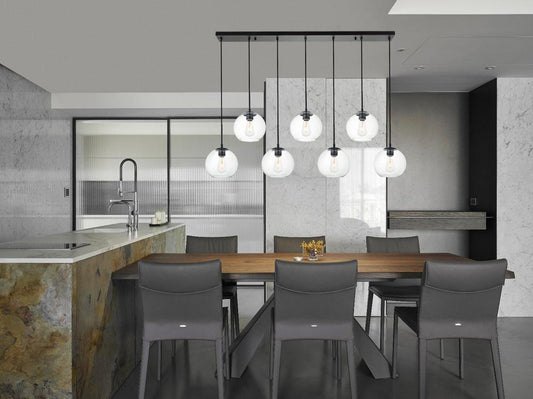 Elegant Furniture & Lighting - Baxter 7 Lights Black Pendant With Clear Glass - LD2230BK veiw 2