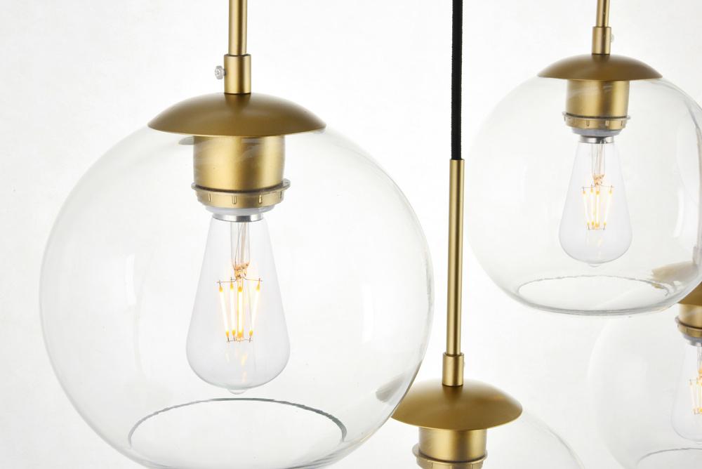 Elegant Furniture & Lighting - Baxter 7 Lights Brass Pendant With Clear Glass - LD2230BR veiw 6
