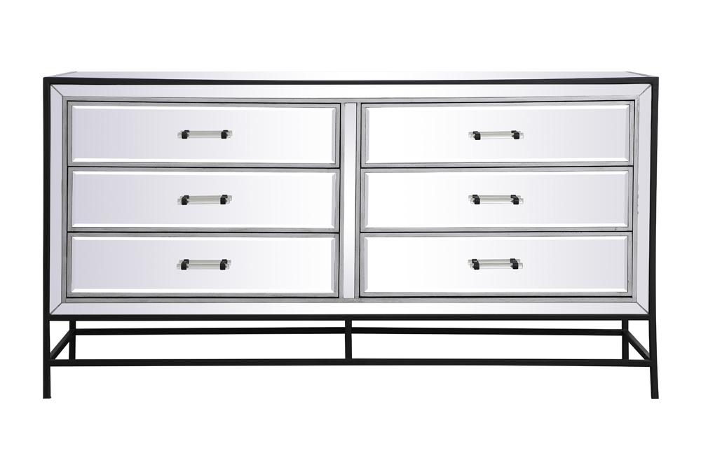 Elegant Furniture & Lighting - Beau 60 inch mirrored 6 drawers chest in black - MF73036BK veiw 1
