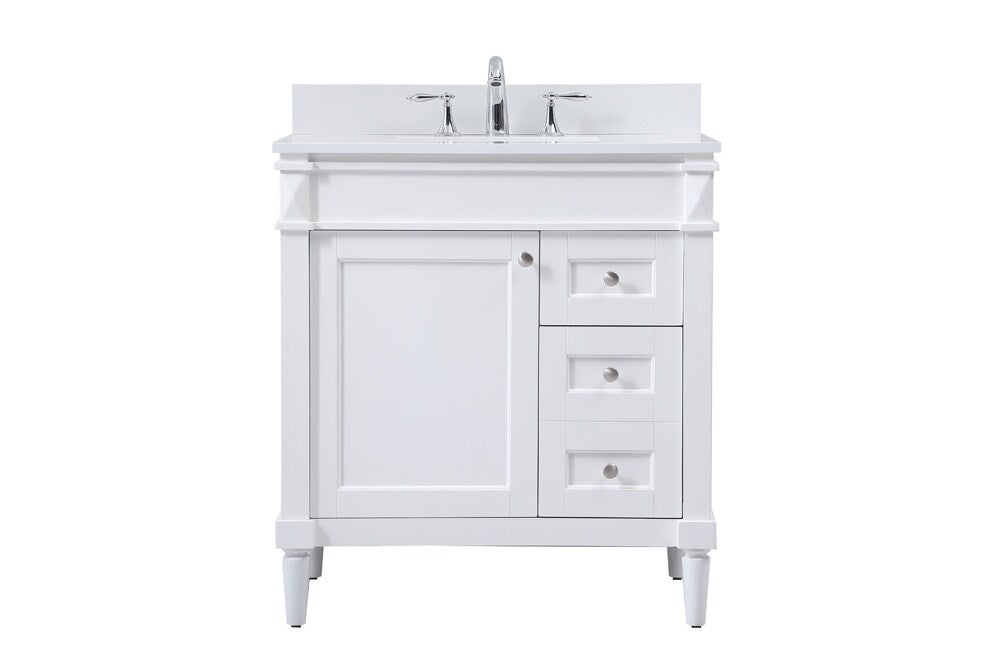 Elegant Furniture & Lighting - Bennett 32 inch Single bathroom vanity in white with backsplash - VF31832WH-BS veiw 1