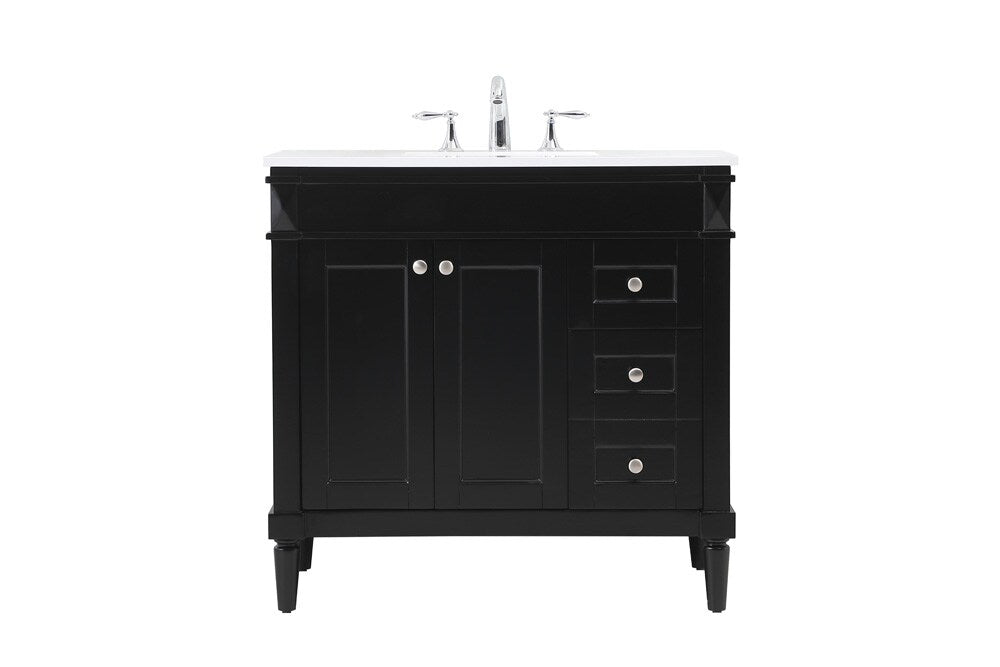 Elegant Furniture & Lighting - Bennett 36 inch Single bathroom vanity in black - VF31836BK veiw 1