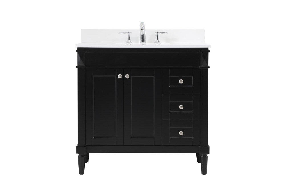 Elegant Furniture & Lighting - Bennett 36 inch Single bathroom vanity in black with backsplash - VF31836BK-BS veiw 1