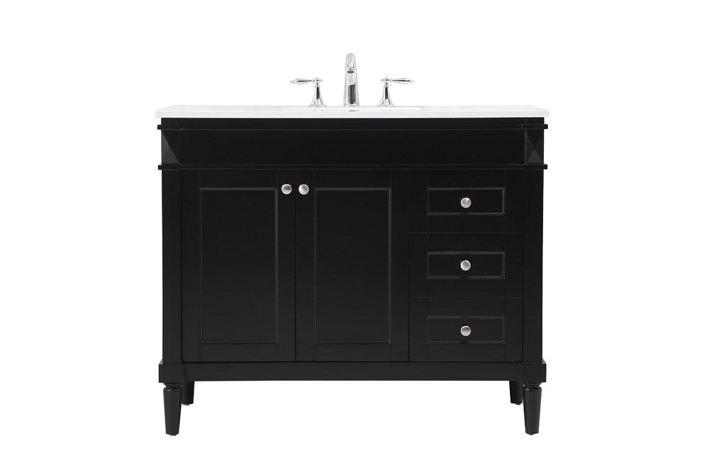 Elegant Furniture & Lighting - Bennett 42 inch Single bathroom vanity in black - VF31842BK veiw 1