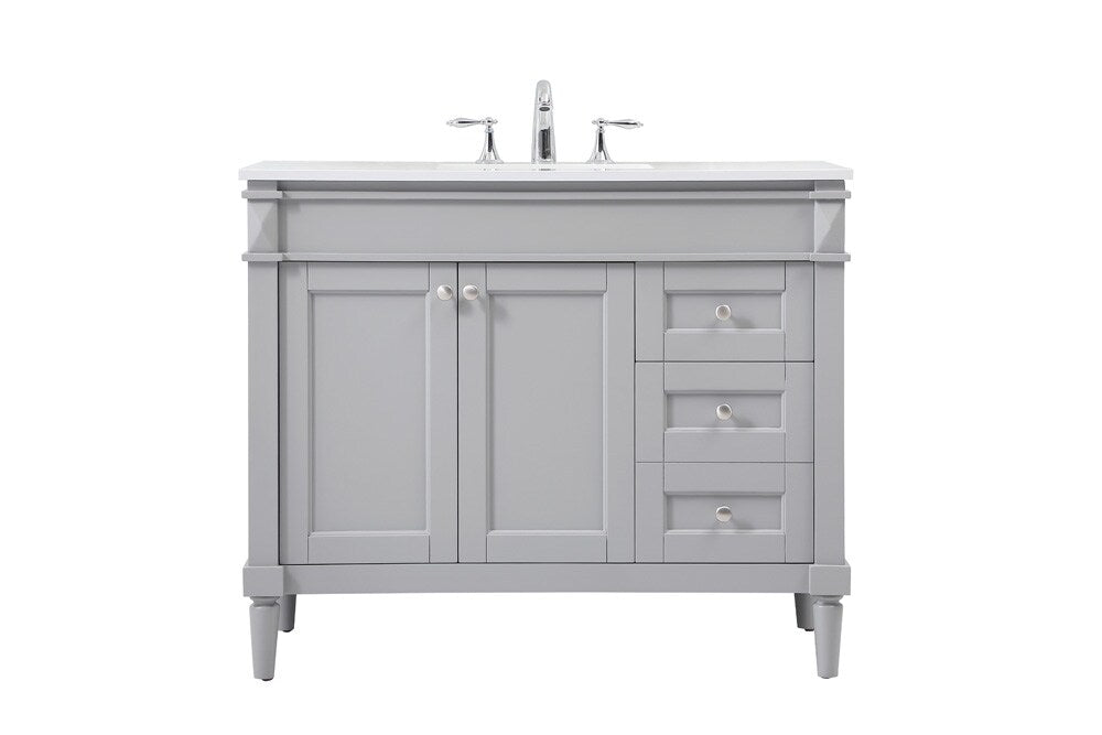 Elegant Furniture & Lighting - Bennett 42 inch Single bathroom vanity in grey - VF31842GR veiw 1