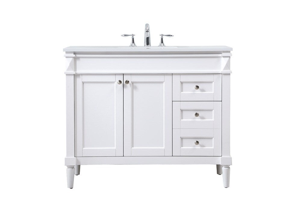 Elegant Furniture & Lighting - Bennett 42 inch Single bathroom vanity in white - VF31842WH veiw 1