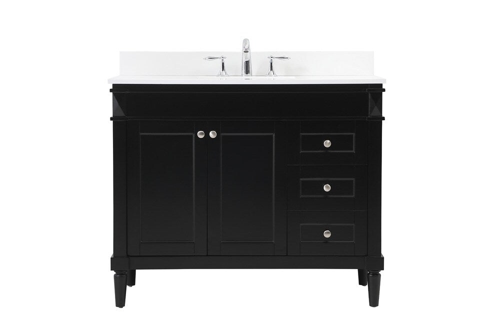 Elegant Furniture & Lighting - Bennett 42 inch Single bathroom vanity in black with backsplash - VF31842BK-BS veiw 1