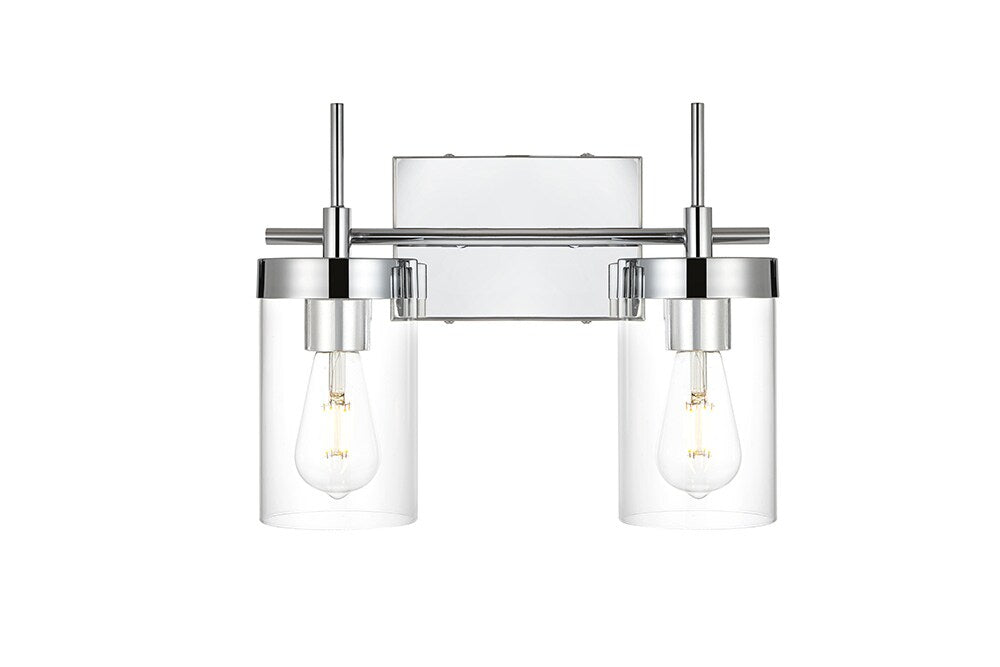 Elegant Furniture & Lighting - Benny 2 light Chrome and Clear Bath Sconce - LD7319W14CH veiw 1